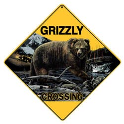 Grizzly Bear Crossing Sign