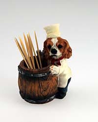 Toothpick Holder: Brown & White Cavalier King Charles