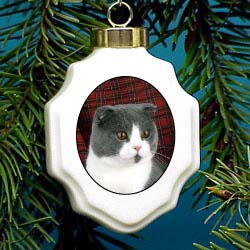 Scottish Fold Cat Christmas Ornament