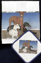 Greyhound Dish Towel & Potholder
