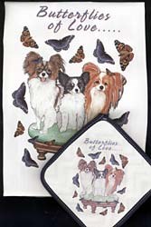 Papillon Dish Towel & Potholder
