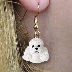 White Poodle Earrings