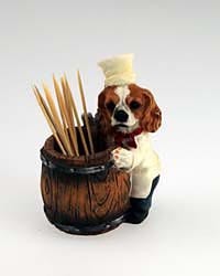 Brown & White Cavalier King Charles Toothpick Holder