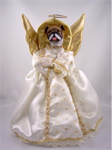 Bulldog Angel Christmas Tree Topper