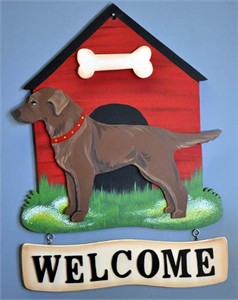 Chocolate Lab Welcome Sign