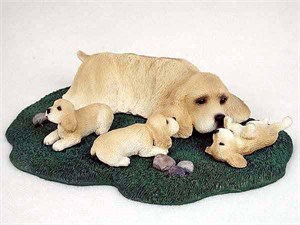 Cocker Spaniel Figurine Buff Mom & Pups