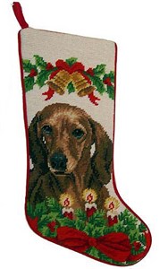 Dachshund Christmas Stocking Red