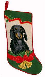 Dachshund Christmas Stocking Santa Hat