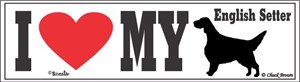 English Setter Bumper Sticker I Love My