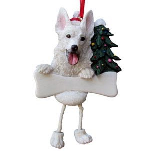 German Shepherd Ornament (White)