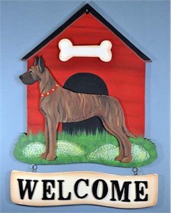 Great Dane Welcome Sign Brindle