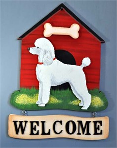 Poodle Welcome Sign Std. White.